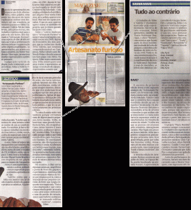Recorte de jornal sobre a apresentação do duo Artesanato Furioso, na Pauta Maldita do Teatro Waldemar Henrique, em 2007