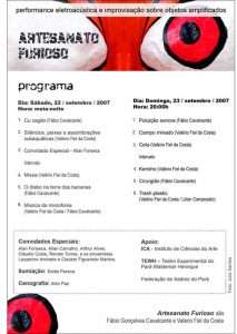 Programa da apresentação do duo Artesanato Furioso no ICA, em Belém do Pará, em 2007