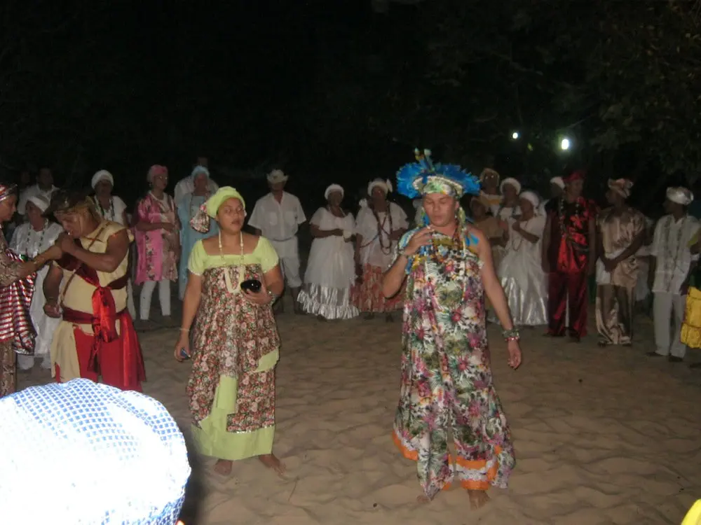 Cena de festa em homenagem à cabocla Mariana, na praia de ponta de pedras, em Santarém, Pará, em 2012