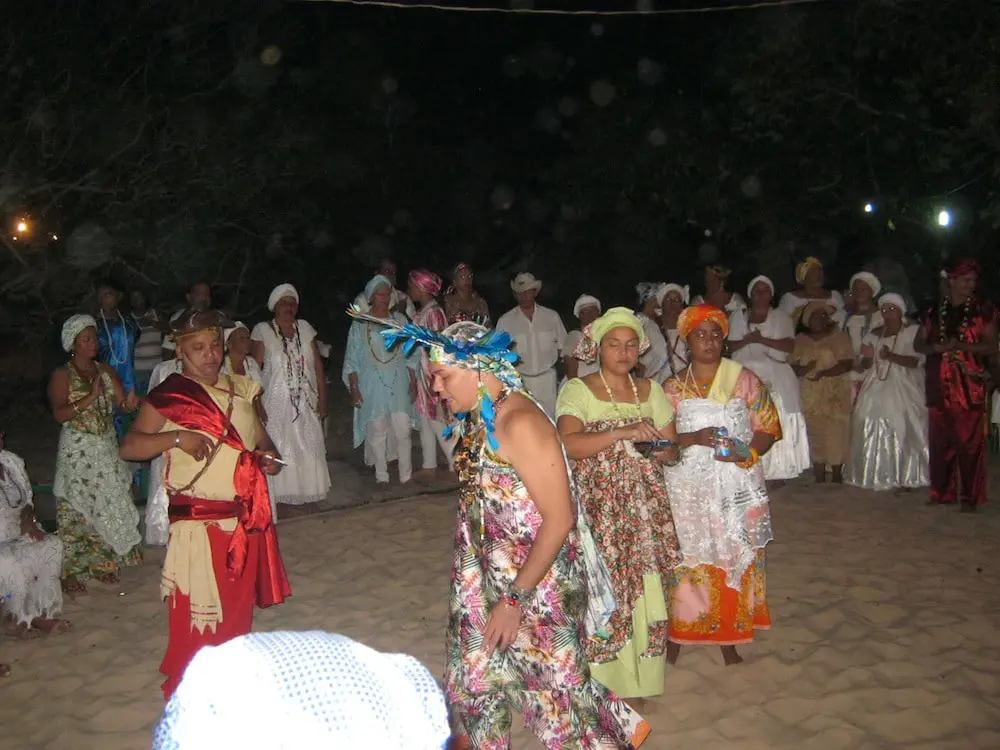 Cena de festa em homenagem à cabocla Mariana, na praia de ponta de pedras, em Santarém, Pará, em 2012
