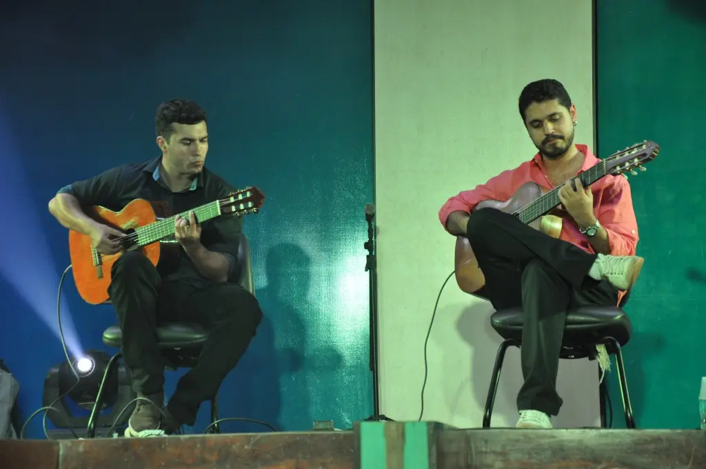 George Costa e Henrique Neto no "Wirapu'ru - Encontro Internacional de Música na Amazônia", promovido pela Ufopa em 2015.