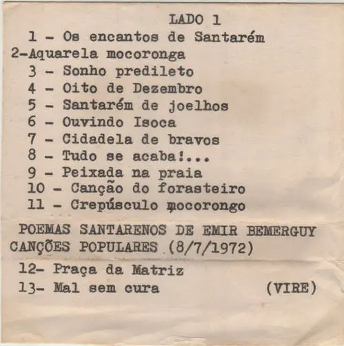 Capa do K7 Poemas Santarenos (1972), do acervo Emir Bemerguy

