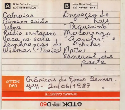 Capa do K7 Crônicas de Emir (1987), do acervo Emir Bemerguy
