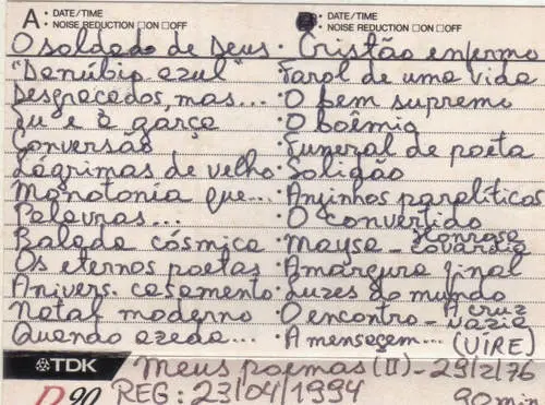 Capa do K7 Meus Poemas II, do acervo Emir Bemerguy